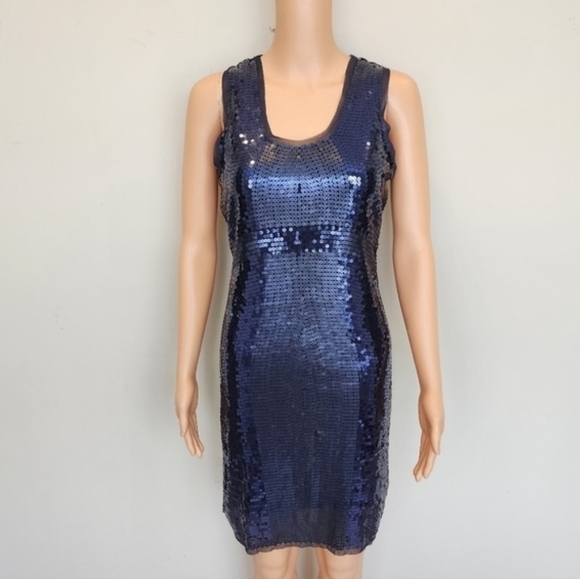 MAX Studio Blue sequin sleeveless dress size XS - Picture 10 of 10